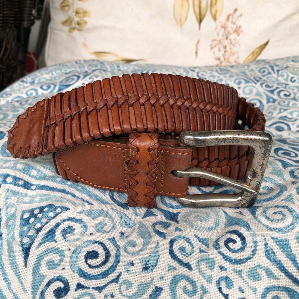 Leather Woven Brown Belt 30
